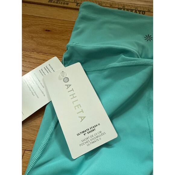 Athleta Shorts Sz XXS Turquoise Ultimate Stash II 9” Shorts - Picture 7 of 8